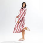 Amparo Bold Stripe Bathrobe Pink