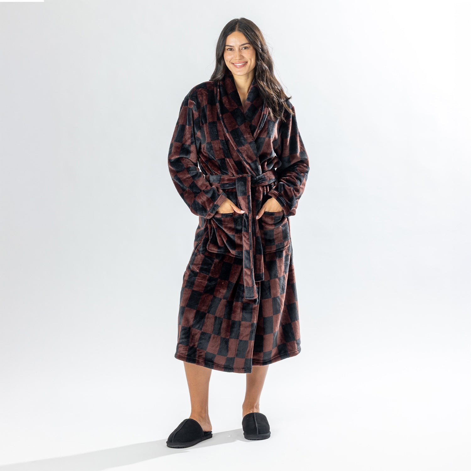 Amparo Robbie Check Bathrobe Chocolate