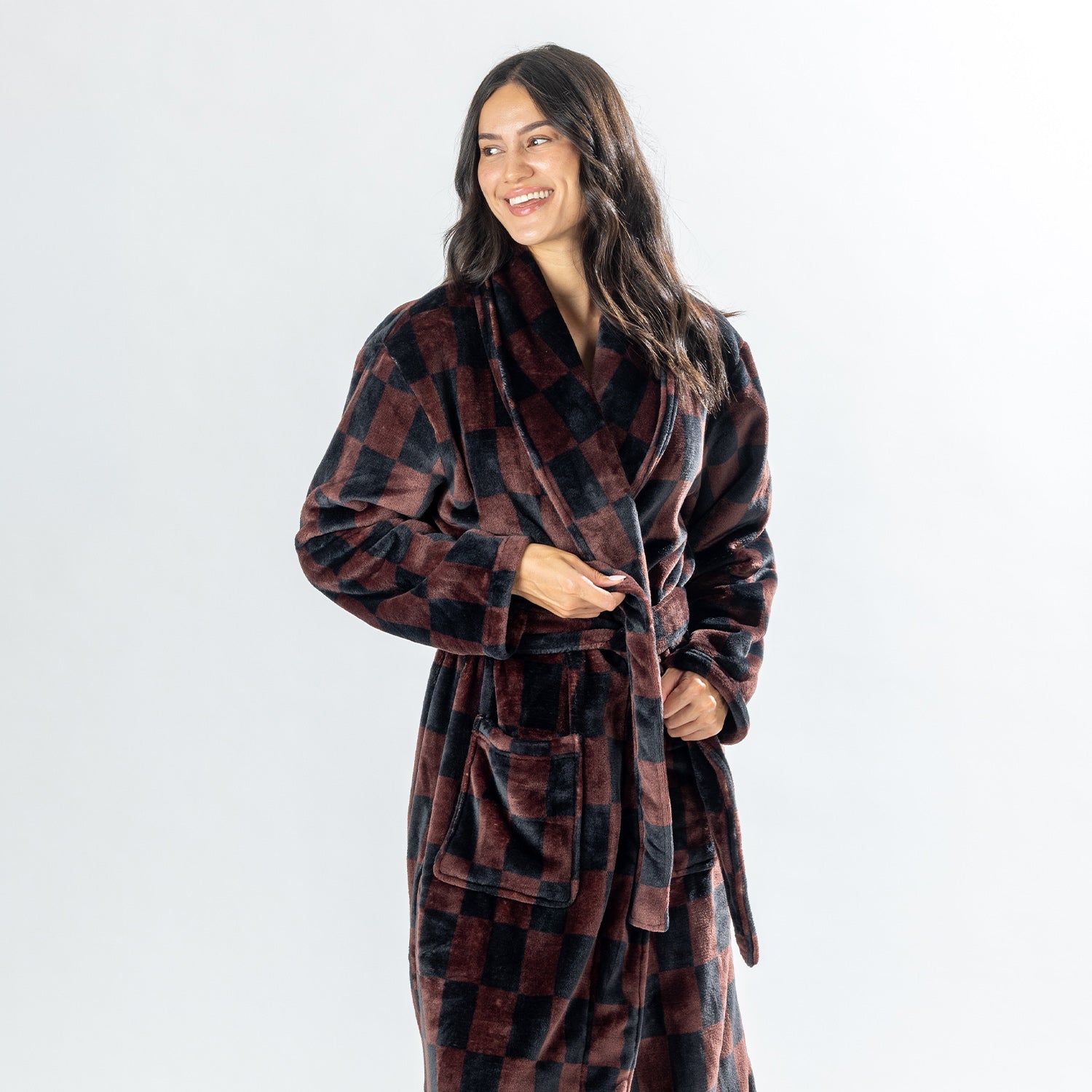 Amparo Robbie Check Bathrobe Chocolate
