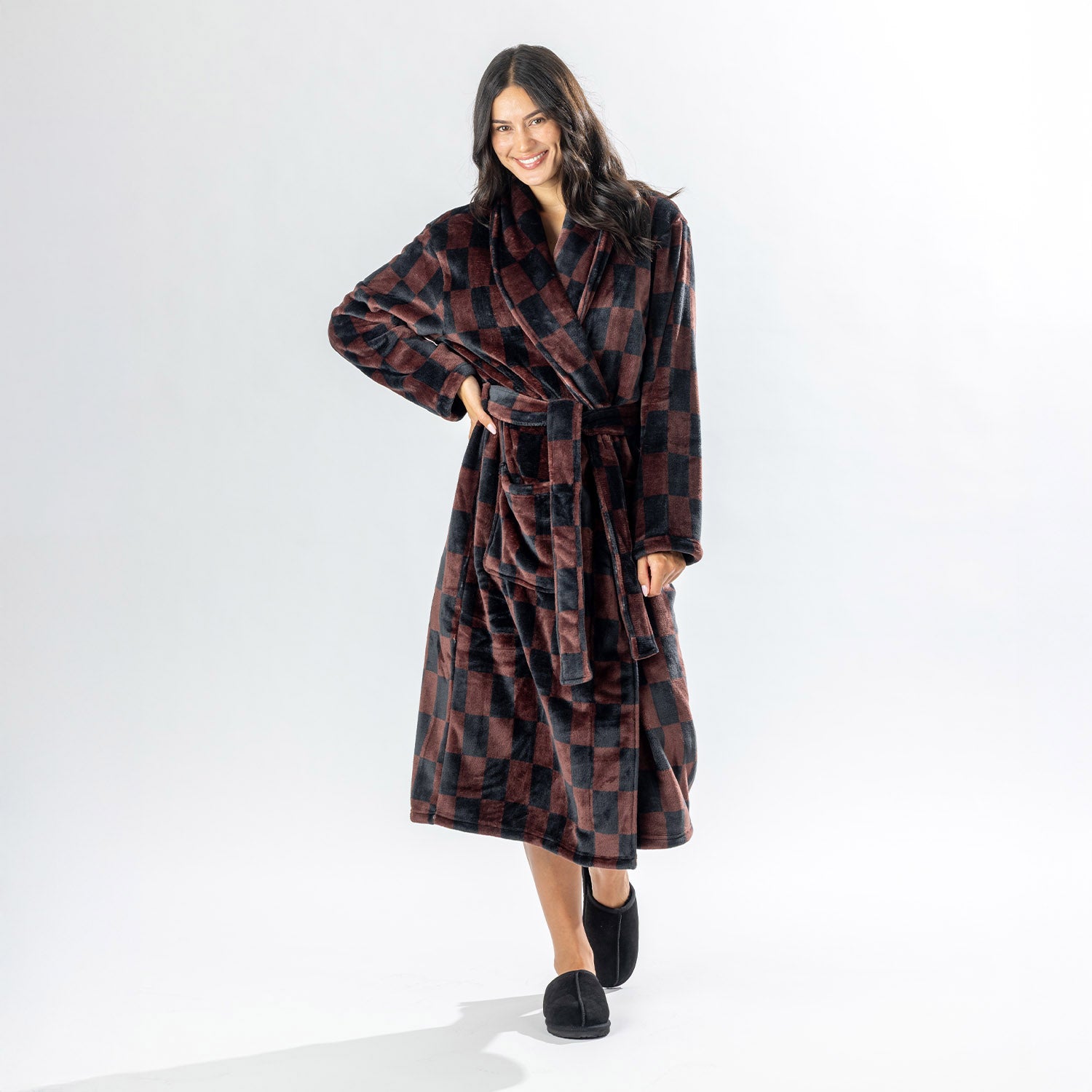 Amparo Robbie Check Bathrobe Chocolate