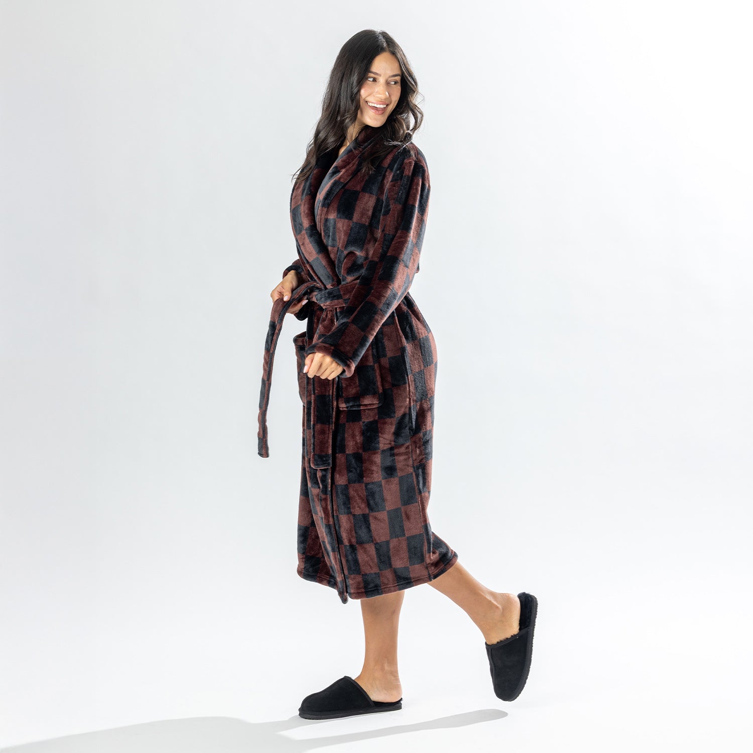 Amparo Robbie Check Bathrobe Chocolate