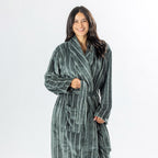 Amparo Two Tone Stripe Khaki Bathrobe