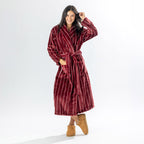 Amparo Two Tone Stripe Cranberry Bathrobe