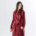Amparo Two Tone Stripe Cranberry Bathrobe