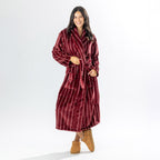 Amparo Two Tone Stripe Cranberry Bathrobe