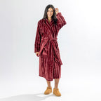 Amparo Two Tone Stripe Cranberry Bathrobe