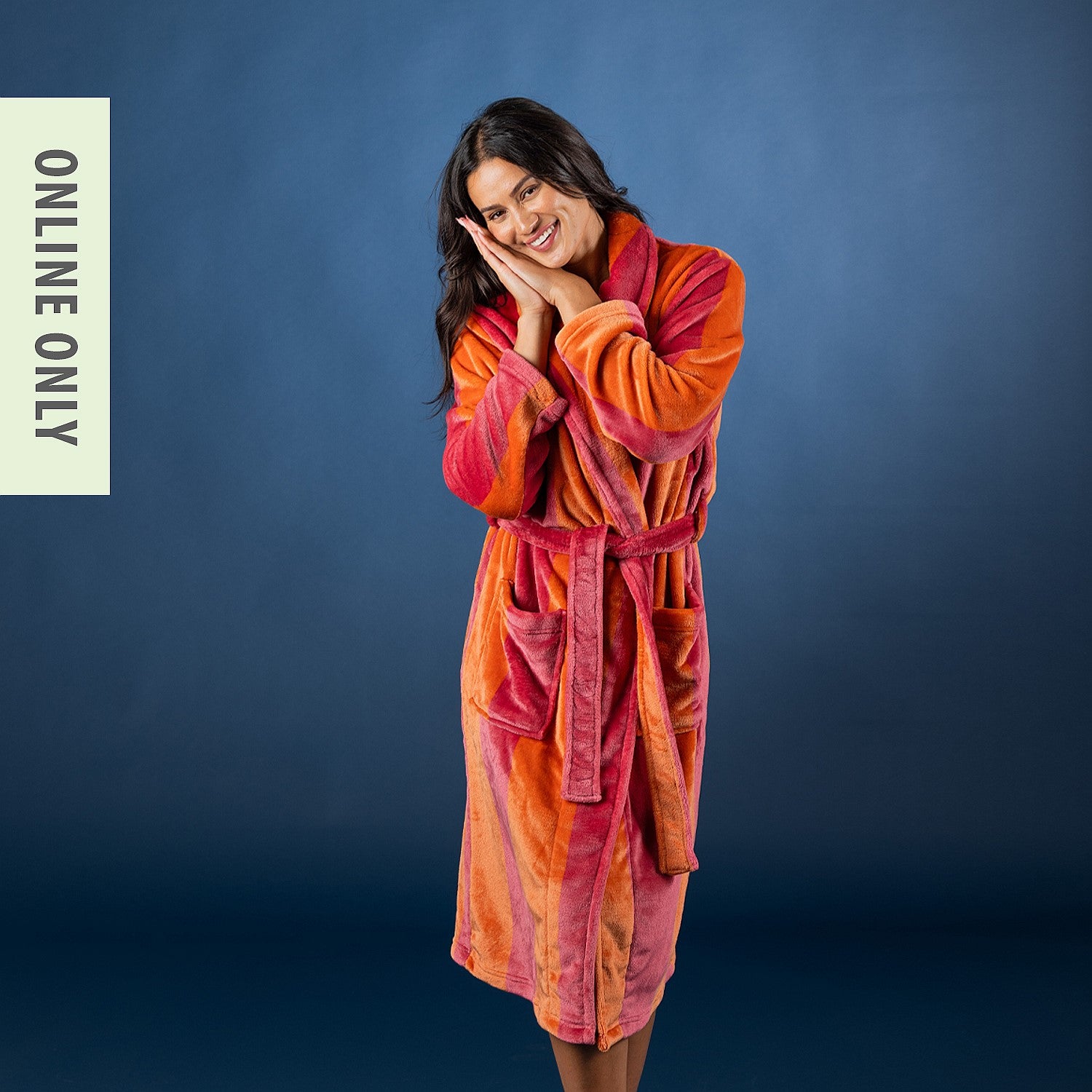 Design Republique Poppy Striped Bathrobe Sorbet