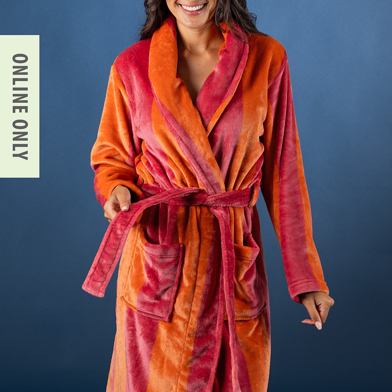 Design Republique Poppy Striped Bathrobe Sorbet