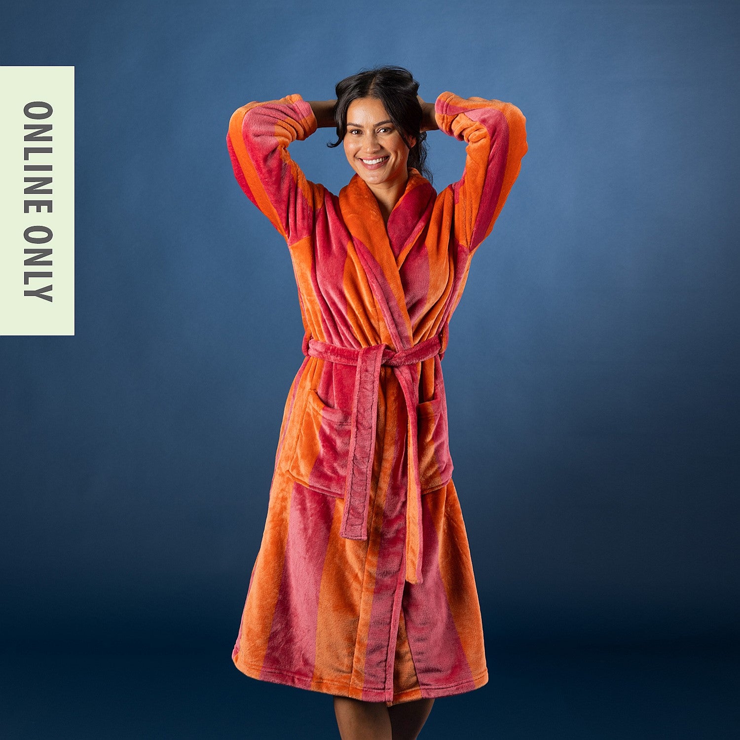 Design Republique Poppy Striped Bathrobe Sorbet