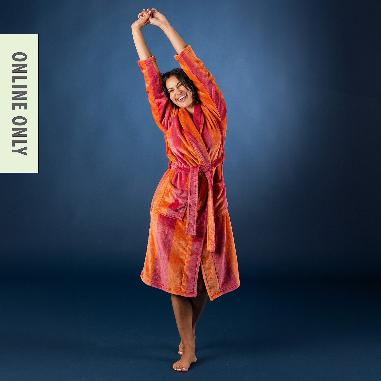 Design Republique Poppy Striped Bathrobe Sorbet