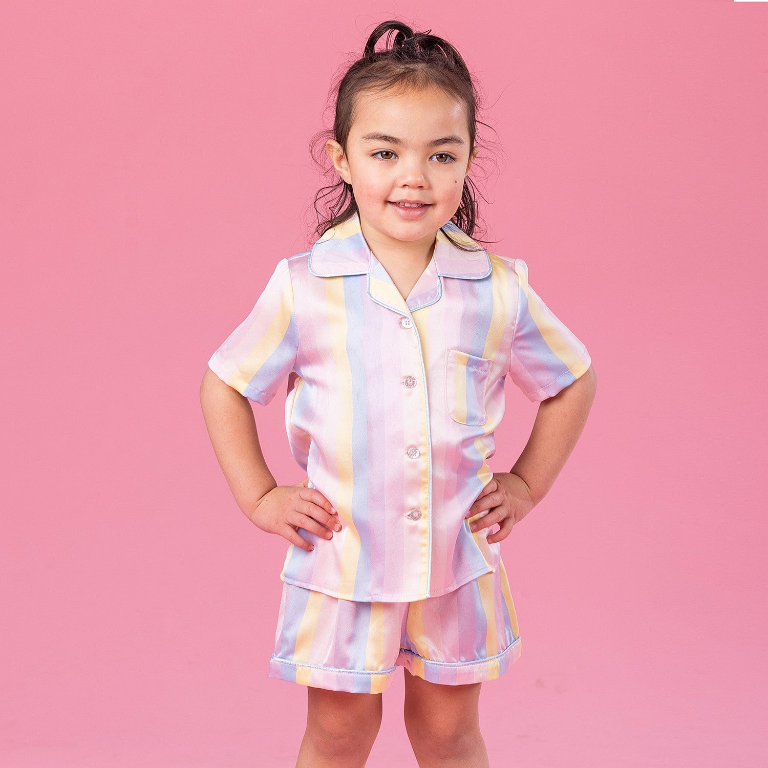 bb&b Sleep Kids Multi Striped Satin Sleepwear Set