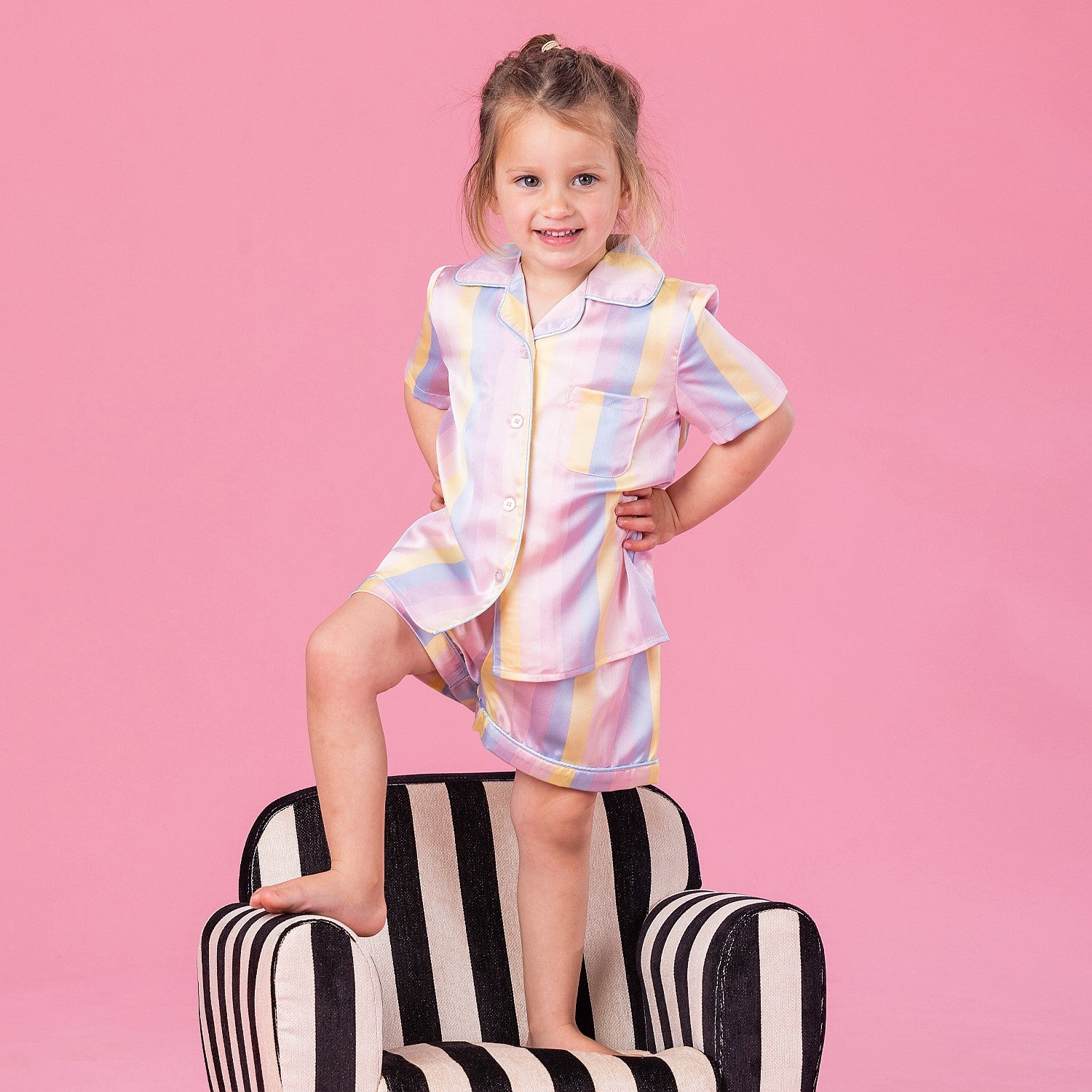 bb&b Sleep Kids Multi Striped Satin Sleepwear Set