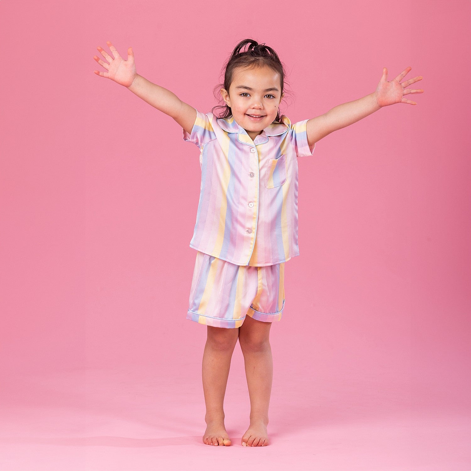 bb&b Sleep Kids Multi Striped Satin Sleepwear Set