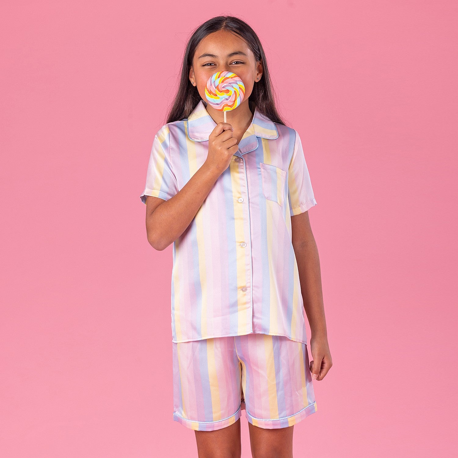 bb&b Sleep Kids Multi Striped Satin Sleepwear Set
