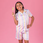 bb&b Sleep Kids Multi Striped Satin Sleepwear Set