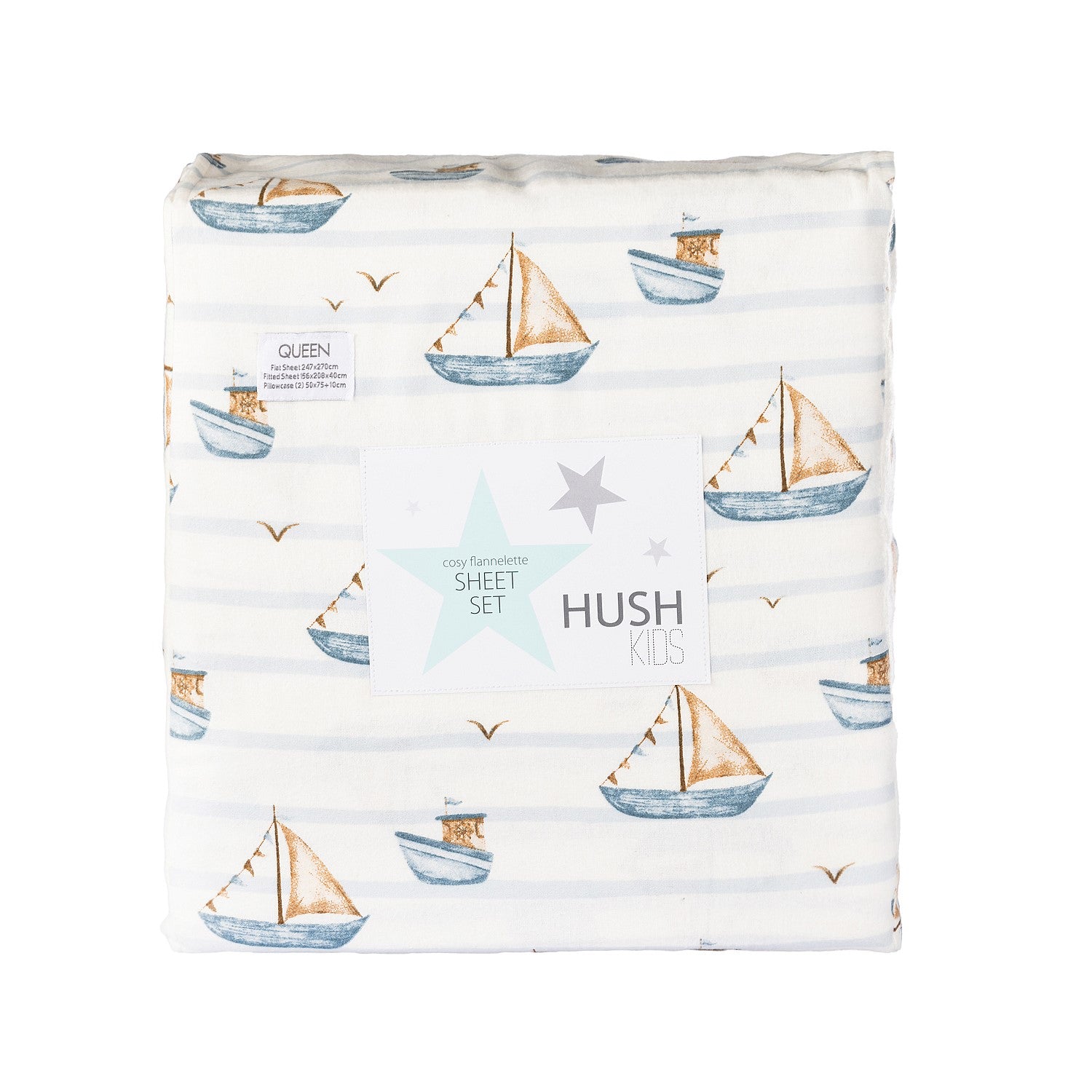 Hush Kids Nautical Flannelette Sheet Set