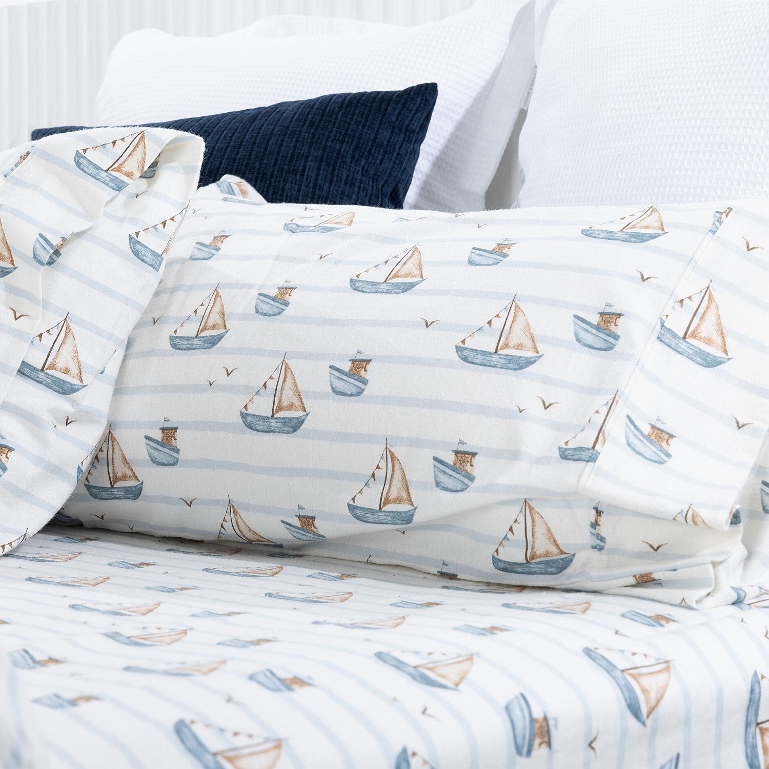 Hush Kids Nautical Flannelette Sheet Set
