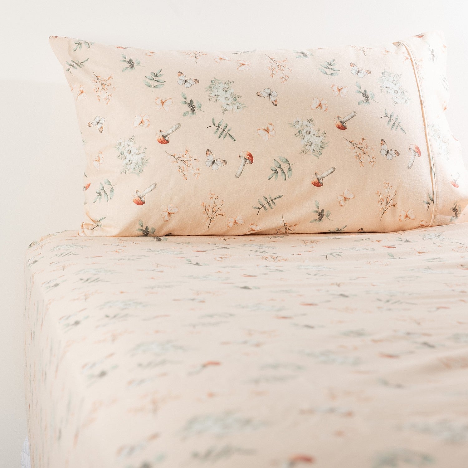 Hush Baby Mushroom Flannelette Individual Combo Sheet