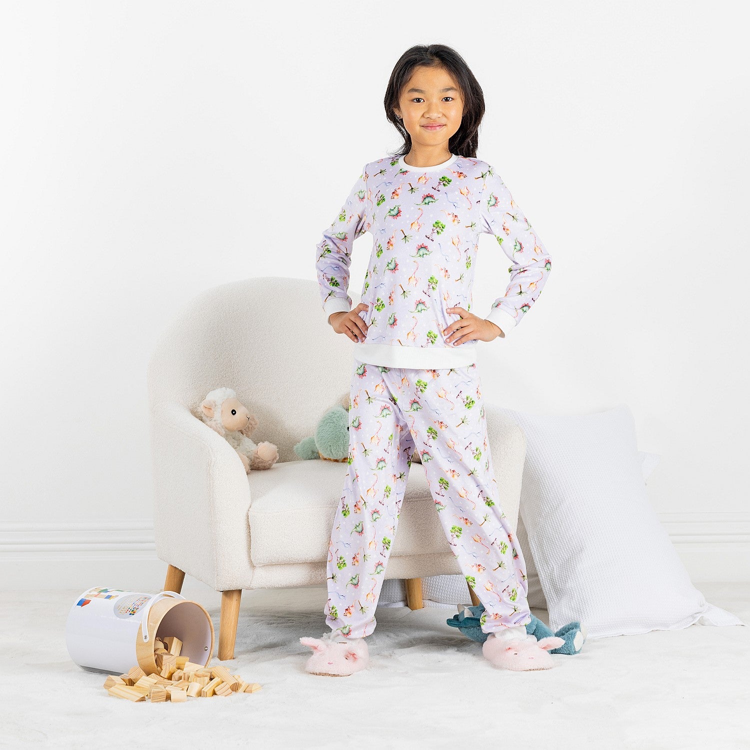 bb&b Kids Lilac Dino Fleece Pj Set