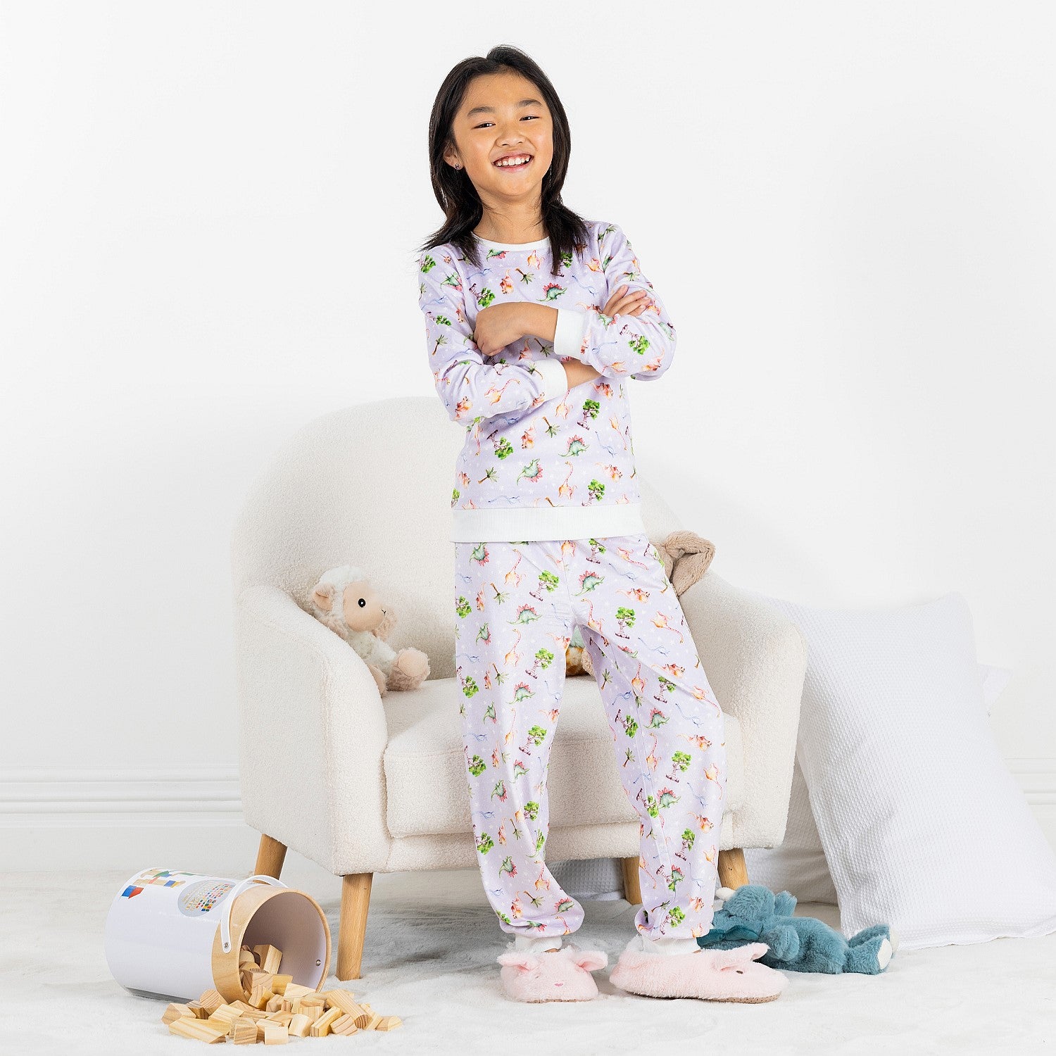 bb&b Kids Lilac Dino Fleece Pj Set