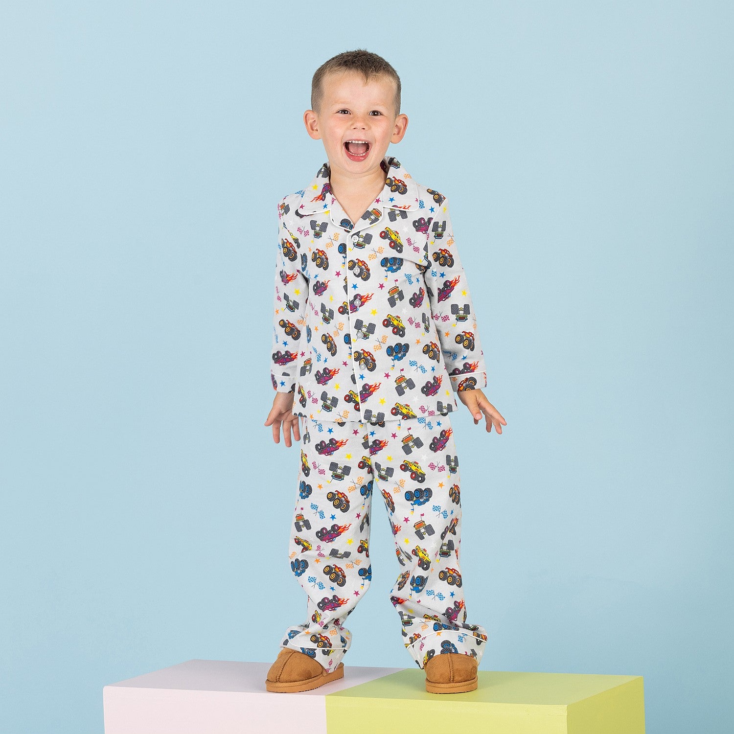 bb&b Sleep Kids Monster Truck Flannelette Pj Set