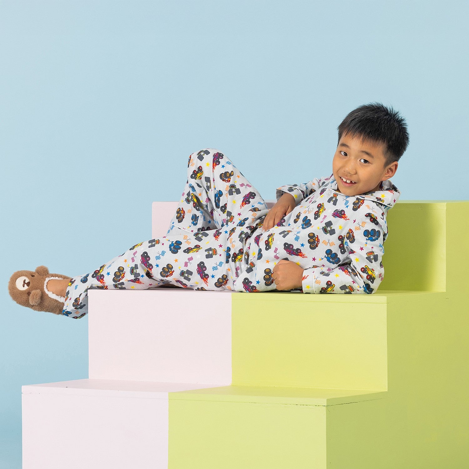 bb&b Sleep Kids Monster Truck Flannelette Pj Set