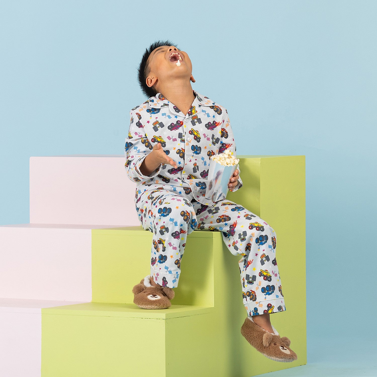 bb&b Sleep Kids Monster Truck Flannelette Pj Set