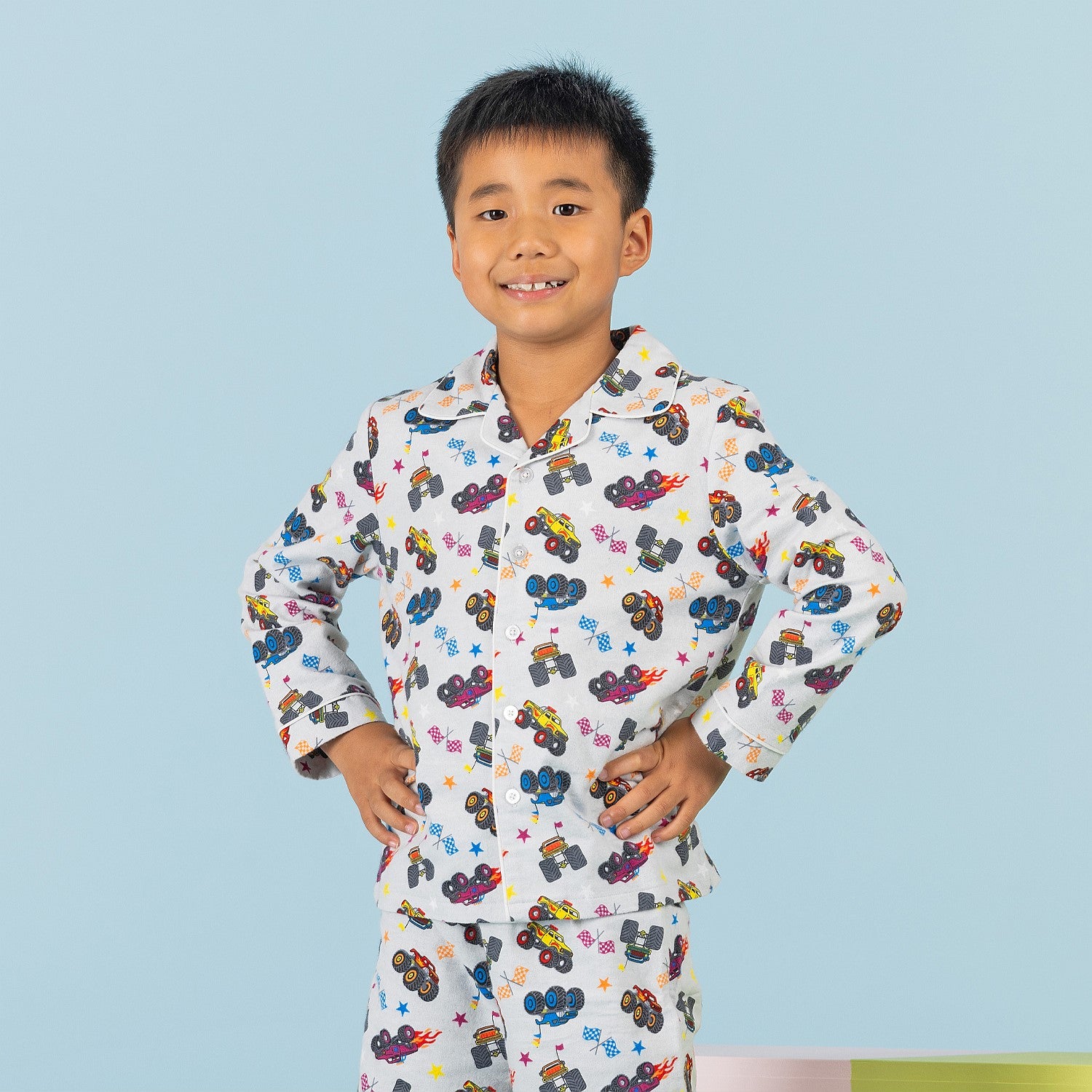 bb&b Sleep Kids Monster Truck Flannelette Pj Set