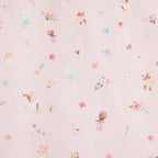 Pink cot duvet with animals dancing with flowers pattern 