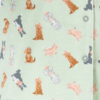 Child wearing bb&b Sleep Kids Dog flannelette pyjama up chlose with buttons