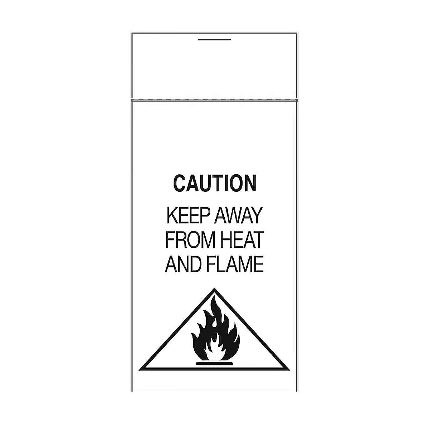 White caution label on a white background