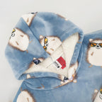 blue hedgehog print oversized hoodie hood