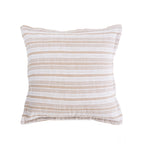 Home Co. Riley Cushion in Natural featuring a soft neutral woven stripe design with a relaxed flange edge.