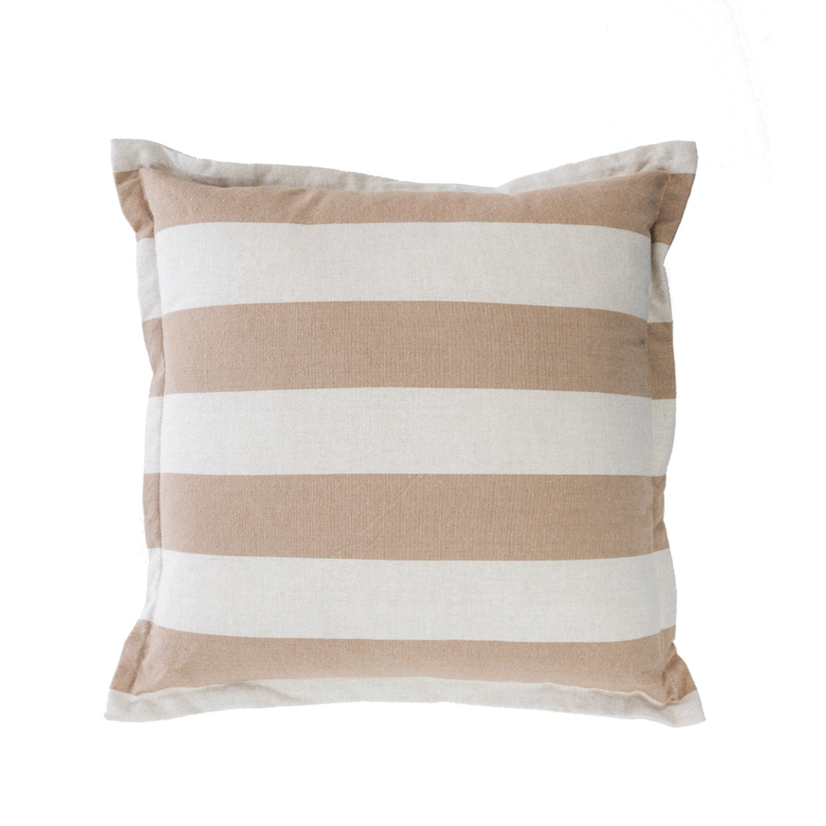 Home Co. Ashley Cushion in Natural featuring a neutral striped design with a relaxed flange edge.