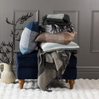 Woolrest New Zealand Wool Check Cushion Beige & Chocolate