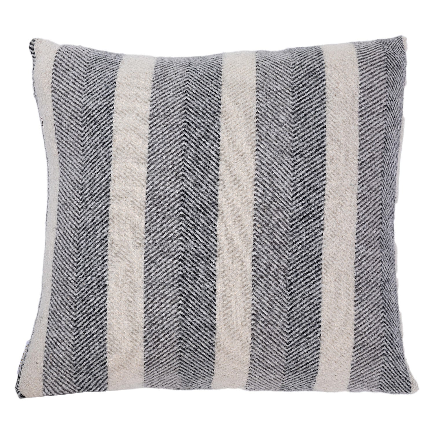 Woolrest New Zealand Herringbone Stripe Wool Cushion Charcoal