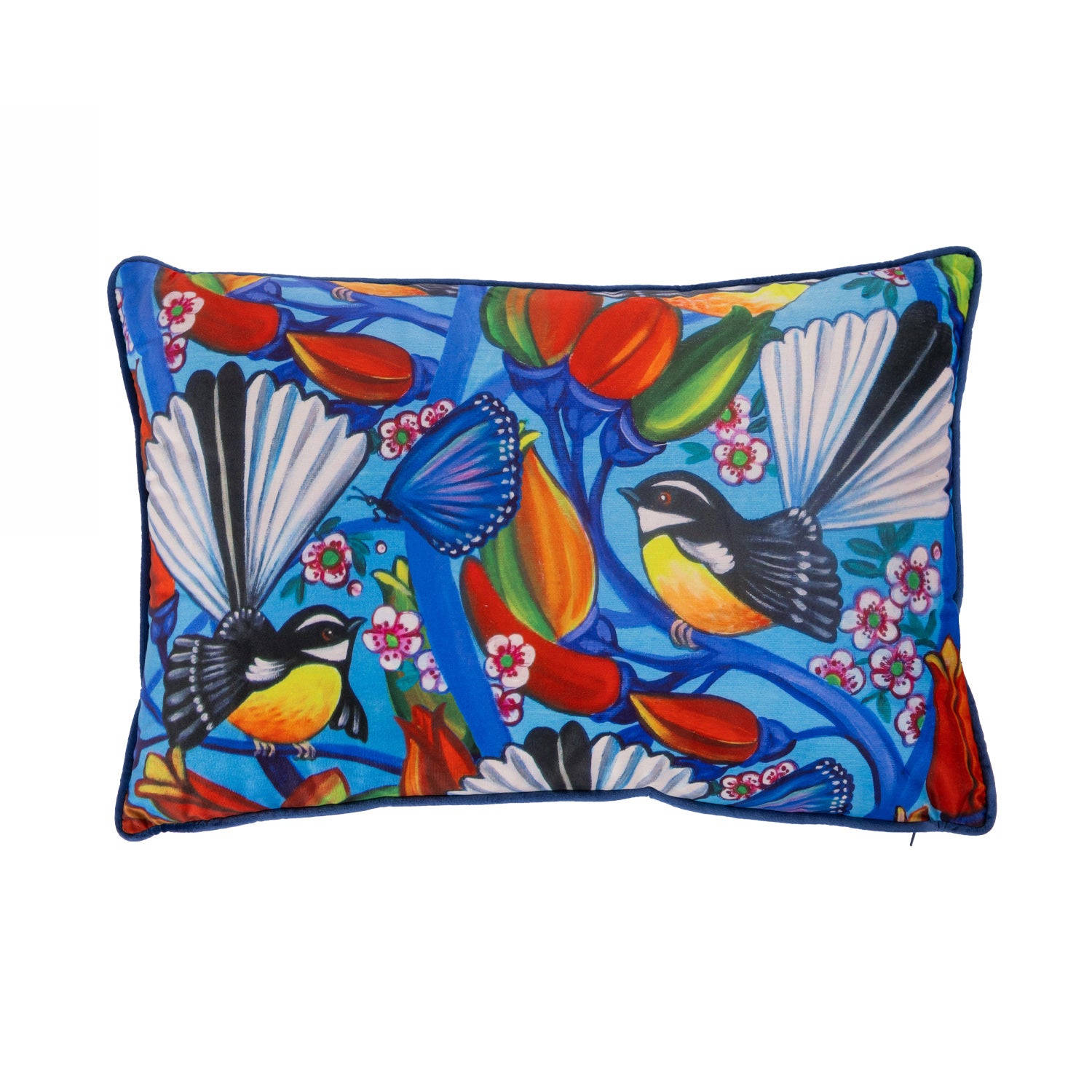 Design Plus Kiwiana Velvet Breakfast Cushion Piwakawaka