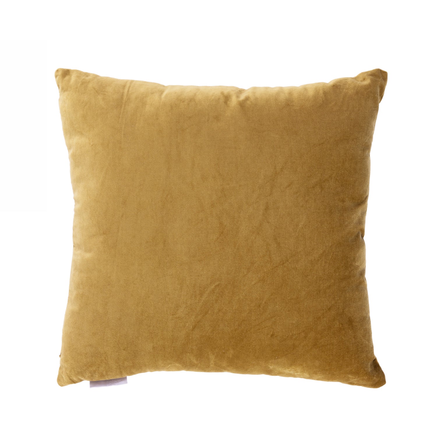 Chartreuse velvet cushion on a white background.