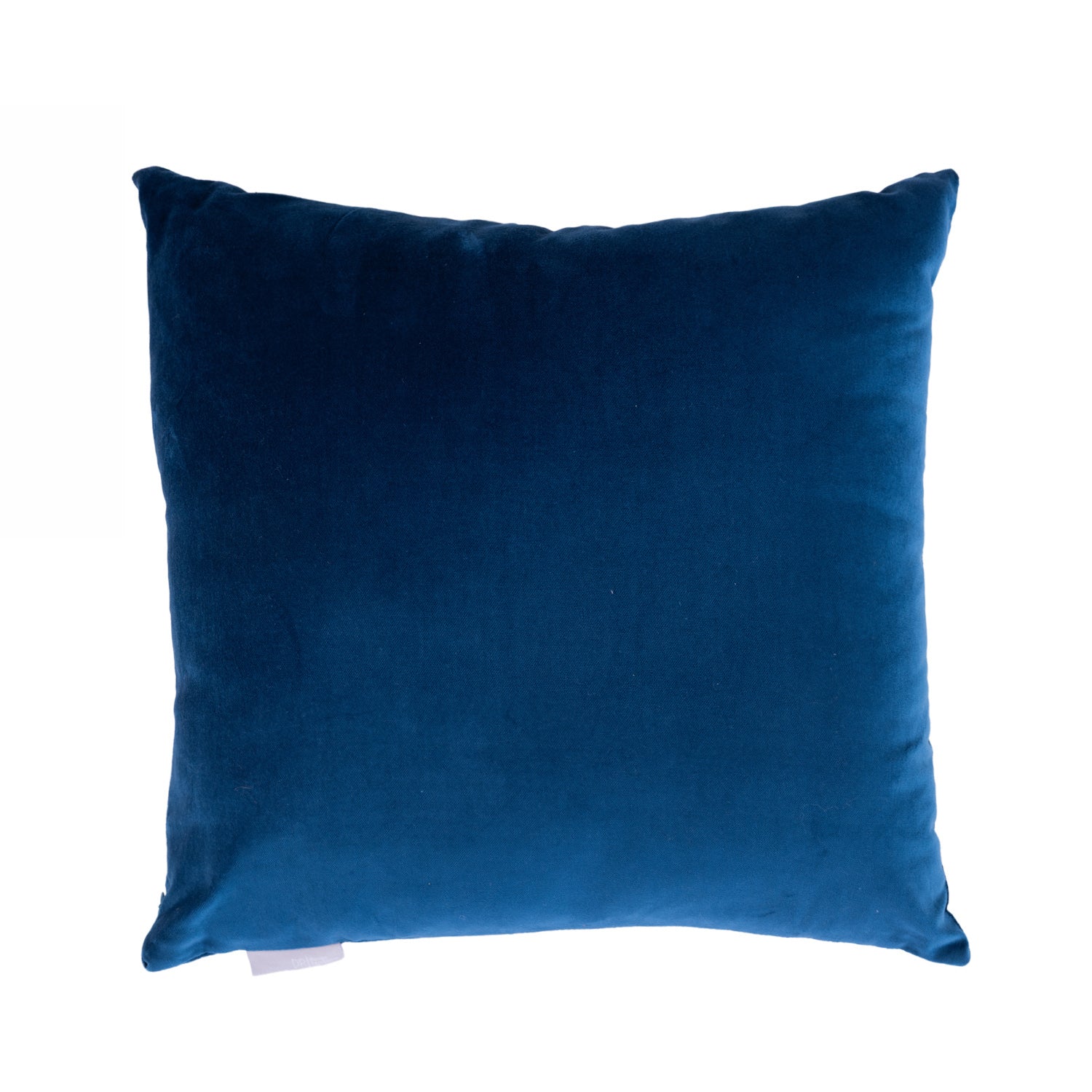 Diesel Blue velvet cushion on a white background.