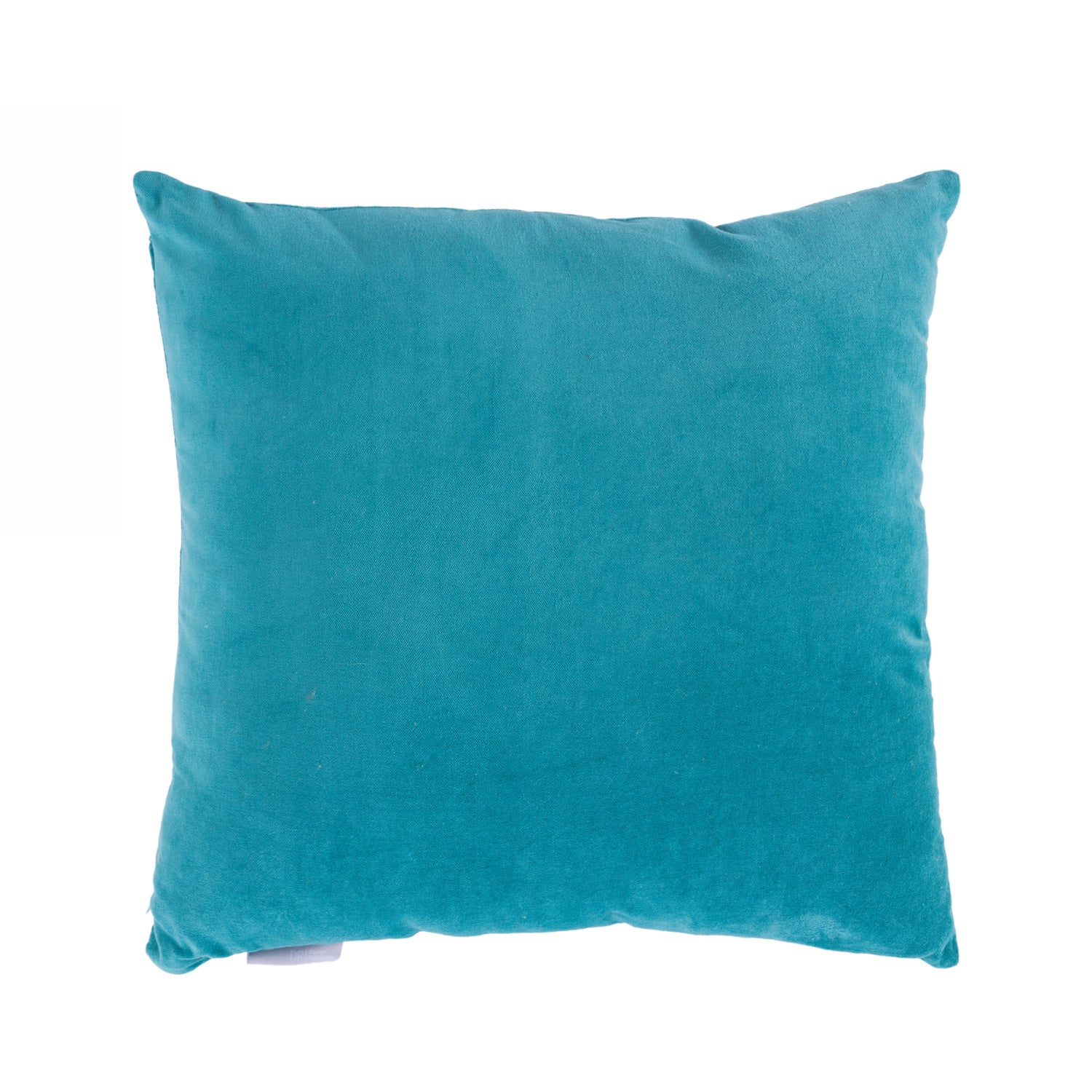 Jade velvet cushion on a white background.