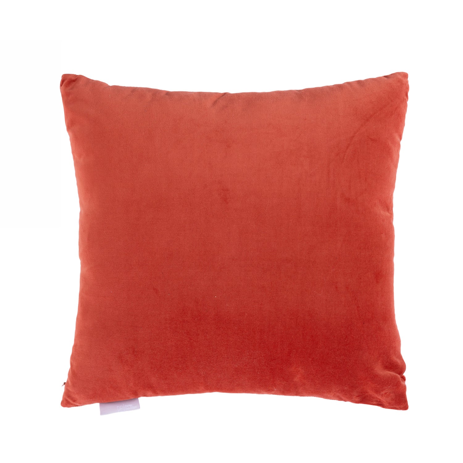 Saffron velvet cushion on a white background.
