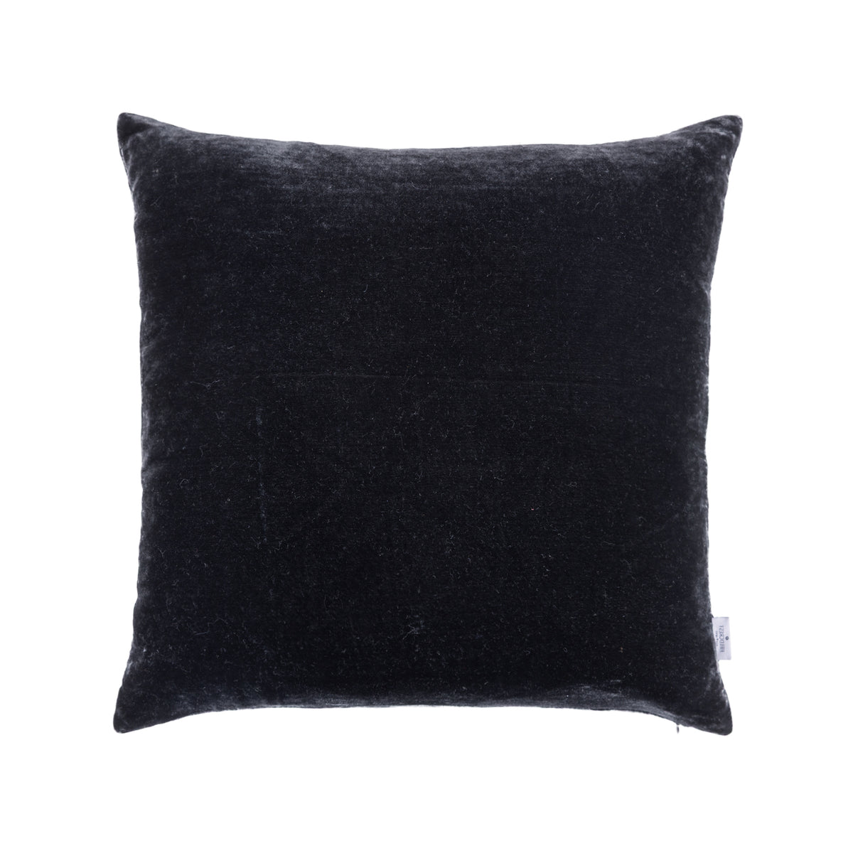 A square black cushion reverse, shown against a plain white background.