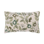 A cream breakfast cushion featuring an embroidered green botanical floral pattern adds fresh colour, texture, and a relaxed natural feel to any living space.