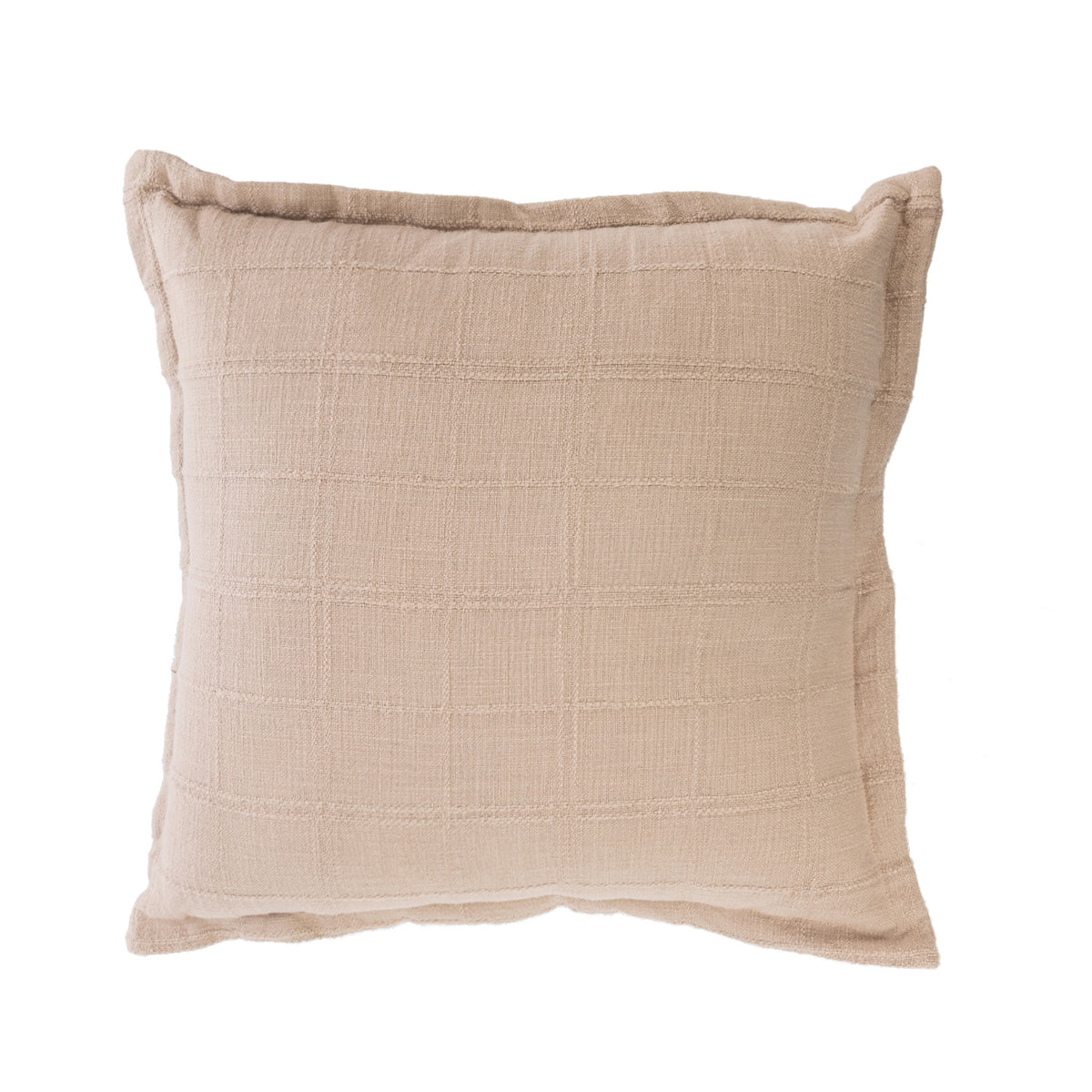 Home Co. Bailey Cushion in Natural featuring a subtle woven check texture with a relaxed flange edge.
