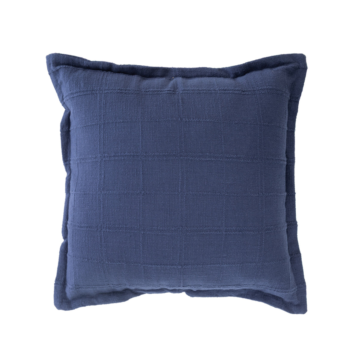 Home Co. Bailey Cushion in Navy featuring a subtle woven check texture with a relaxed flange edge.