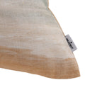 Close-up of the Fieldcrest Serene Coast Cushion corner showing the textured fabric, sandy coastal tones and Fieldcrest brand label.