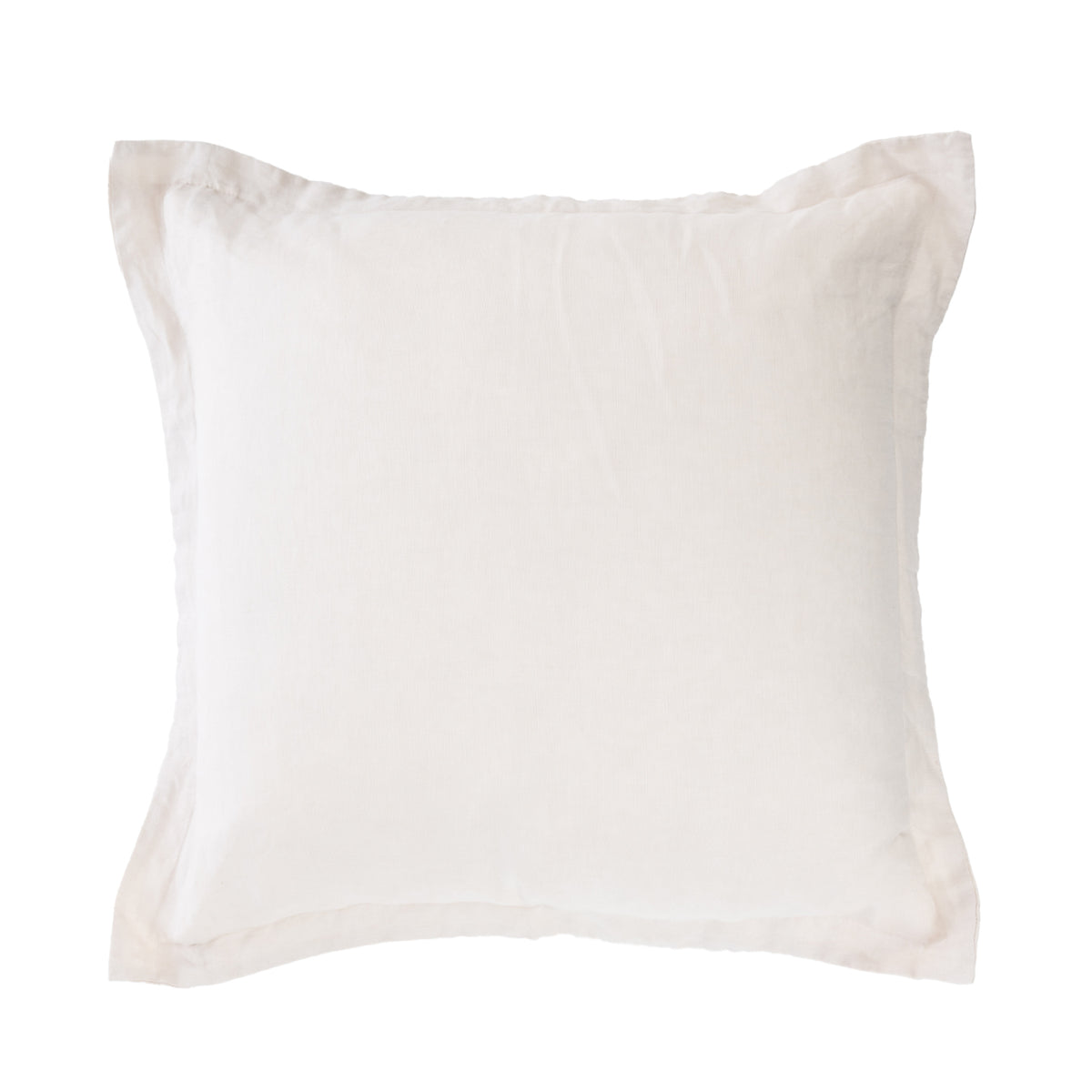 A square natural cushion with a soft, slightly textured fabric and piped edges, shown against a plain white background.