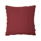 Back view of a plum tufted cushion featuring a smooth, plain fabric backing in a rich reddish-purple shade.