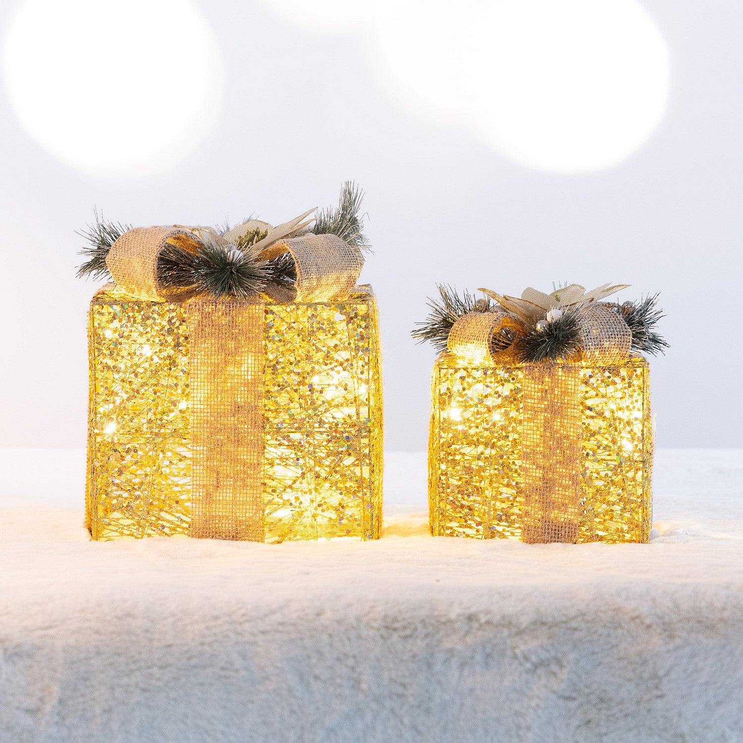 Christmas Wishes Glitter Present Box With LED