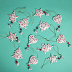 Christmas Wishes White Set of 12 Metal Hanging Christmas Tree Decorations